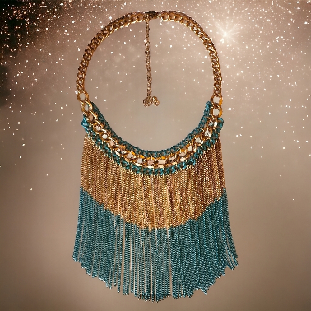Gold and Turquoise Statement Necklace